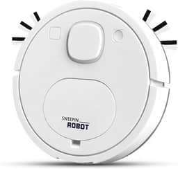 Aspiradores robóticos, aspirador de pó robô de sucção potente, sem emaranhados, bom para pêlos de animais de estimação, piso duro, silencioso, vassoura de chão (branco)