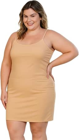 Camisola De Alcinha Fixa Feminina Plus Size Tecido Fino Leve Básica Fresquinha Para o Verão 3078.C1