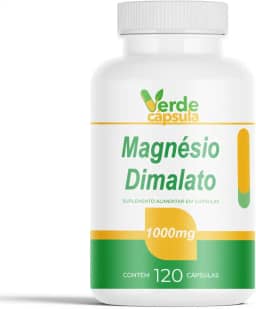 Magnésio Dimalato 1000mg 120 Cápsulas - Malato de Magnesio - Suplemento Alimentar em Cápsulas - Verde Cápsula