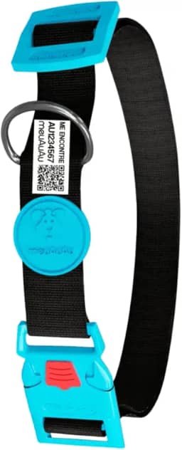 Coleira Com Identificação - Localizador - Qr Code - Com Nome Do Pet - Cães (Black Blue, M)