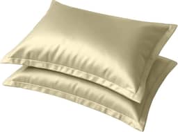 Kit 2 Fronha de Cetim Toque Suave Seda C/ 4 Abas 50x70cm Conforto Capa de Travesseiro Cabelo Antifrizz (Palha)