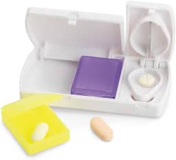 Porta Comprimidos com 2 Divisórias e Cortador TopGet (Branco)