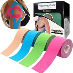 Fita Kinesio Tape Bandagem Elástica Adesiva para Fisioterapia Lesão Muscular Rolo 5cm x 5m Funcional Treino Recuperação Muscular, Evita Lesões - Cores Sortidas