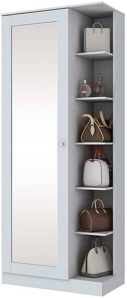 Sapateira 1 Porta com Espelho Happy Siena Móveis Branco Fosco