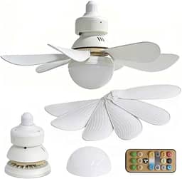 Ventilador de Teto com Lâmpada Led 30w Silencioso e Inteligente com Controle Remoto Branco Premium