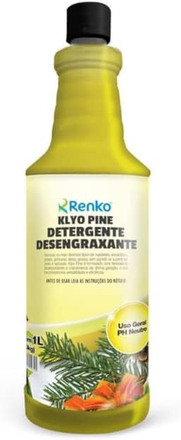 Klyo Pine 1L Renko Detergente Concentrado Ação Desengraxante Pisos e Superfícies