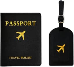 Carteira Porta Passaporte Documentos Viagem, Porta Documentos Passaporte Carteira Couro Com RFID + TAG de Mala - Segurança e Tranquilidade Na Sua Viagem PRETO