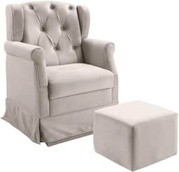 Poltrona Cadeira de Amamentação Balanço Ternura com puff Speciale Home