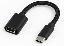 Cabo adaptador USB OTG Fêmea para Tipo C - Cabo Trançado em Nylon mais Flexivel e Duravel (Preto)