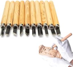 Jogo Kit De Goiva Mini Formão Xilogravura 10pçs P/Entalhar Esculpir Madeira Resina Gesso Argila