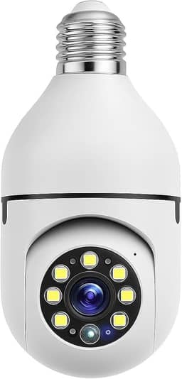 Câmera Lâmpada Wi-Fi 360° Espiã Visão Noturna Full HD Áudio Detecção de Movimento e Controle Via Celular