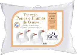 Travesseiro 80% Pena de Ganso e 20% Pluma de Ganso Natural - 50 cm X 70 cm Conforto