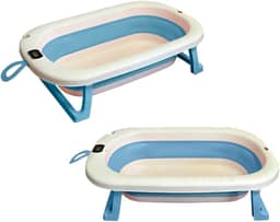 Banheira Retrátil Dobrável Silicone De Bebe Com Termometro digital (Azul)