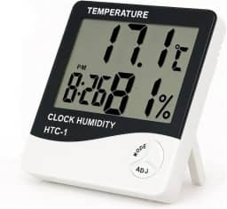 Termômetro e Higrômetro Digital, Modelo: HTC-1, Alta Precisão, Memória de Máx e Mín, Relógio Integrado, Display Fácil Leitura - Qualidade Premium