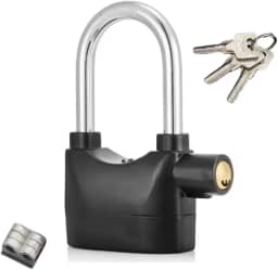 Cadeado Alarme Sirene Anti Furto 110dba Trava Moto CasaPortão Cor Preto (Longo)