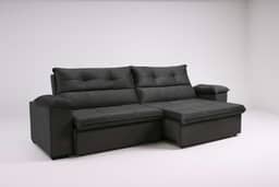 Sofá Aconchegante 4 Lugares Reclinável e Retrátil Bel Veludo LIMOV (Cinza Chumbo, 2,50m)