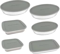 Jogo de Assadeiras Marinex, 6 Peças, Com Tampa, Vidro