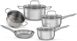 Brinox - Jogo de Panelas Aço Inoxidável Fundo Triplo 5 Peças Jasmin com Indução - Inox