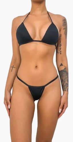 Biquíni Micro Fio Preto Marquinha Do Bronze Do Esparadrapo