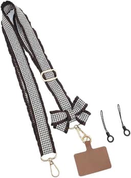 Houndstooth Alça transversal para celular, fivela dupla removível e clipe de laço, cordão ajustável para iPhone 17 Pro Max, bolsa, câmera