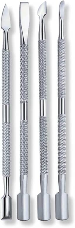 Kit 4 Espátulas Ponta Dupla Aço Inox Cutícula Podóloga Unhas
