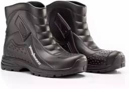 Bota Borracha Galocha Polaina PVC Chuva Cano Curto Impermeável Preta Pantaneiro Moto Motoboy Motocilcista