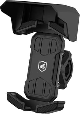 Gshield Suporte de Moto Universal para Celular Survivor 360° Fixação 2 em 1 Guidão e Retrovisor, Estável sem Agitação e Proteção Solar (Preto, 4.7 a 7 Polegadas ou 20cm)