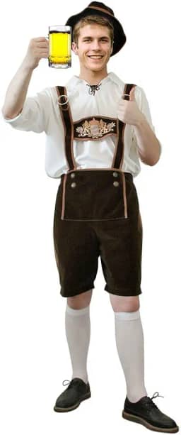 Oktoberfest Fantasia de Halloween para homens, conjunto bávaro alemão para adultos, Marrom, branco, GG