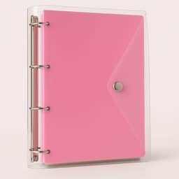 Fichário Universitário Pasta Organizadora 4 Argolas Transparente Rosa