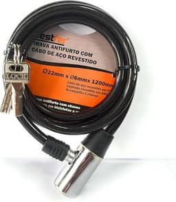 Trava Cadeado Antifurto E Cabo De Aço Para Motos E Bikes Com Duas Chaves PREMIUM