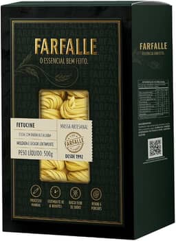 Macarrão Fetucine com Farinha Italiana Importada 500g - Feita com Farinha Italiana Moldada e Secada Lentamente - Pasta italiana artesanal FARFALLE.
