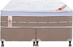 Cama Box + Colchão Castor Com Massageador Queen Niponpedic One Face Tecnopedic 158x198x59cm