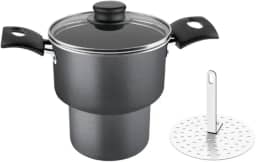 Cuscuzeira De Alumínio Com Revestimento Interno De Antiaderente Tramontina Turim Grafite 14cm