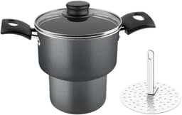 Cuscuzeira De Alumínio Com Revestimento Interno De Antiaderente Tramontina Turim Grafite 14cm