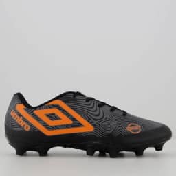 Chuteira Umbro Orbit Campo Preta e Laranja