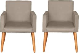 Kit 2 Poltronas Cadeira Decorativa para Sala de estar Cadeiras para Recepção Manicure Escritório Sala De Espera (CAPPUCCINO)