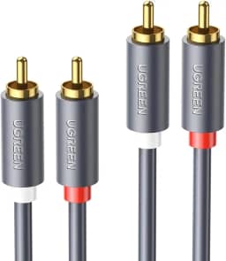 Cabo de Áudio 2Rca Macho/Macho 1 Metro Preto Conectores Banhado a Ouro Cabo Auxiliar Conexão Plug and Play MPOWER