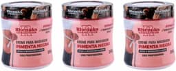 Kit 3 Creme Gel Pimenta Preta Redutor Medidas Celulites Estrias Queimador De Gordura