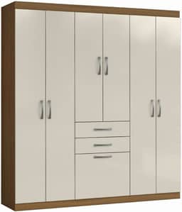 Guarda Roupas Casal 7 Portas 2 Gavetas Lisboa Aramóveis (MADEIRADO/AREIA)