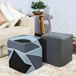 Capa para Puff Plus Quadrado 2 Unidades Luxo Cinza/Urbana