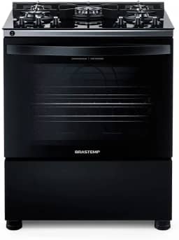 Fogão 5 Bocas de Piso Brastemp Mesa de Vidro Bivolt Preto BFS5VCE