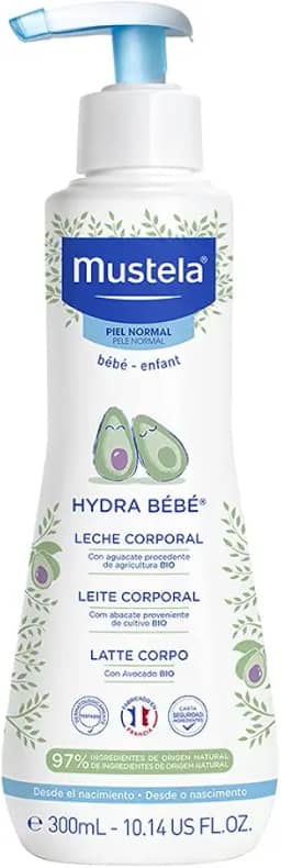Mustela Hydra Bebê 300ml - Hidratante Infantil Corpo e Rosto - Feito com 97% de Ingredientes de Origem Natural e Hipoalergênico - Seguro Desde o Nascimento