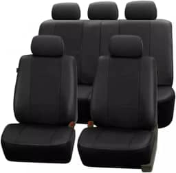 Jogo de Capa em Couro Para Banco Carro Automotivo em Couro (Sandero Stepway, Preto)