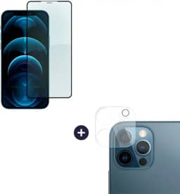 Película De Vidro 3D Tela Toda Para iPhone + Película Lente de Câmera (iPhone 12 Pro Max)