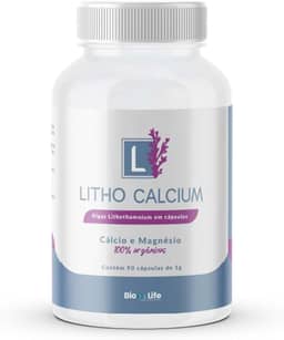 Litho Calcium – Cálcio Magnésio Premium Algas Marinhas Lithothamnium - 72 Minerais Biodisponíveis Anti-idade Ossos Fortes Energia Vitalidade 90 Cápsulas Vegetais