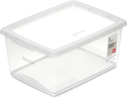 Ordene - Caixa Organizadora Plástica de 7,5 Litros com Tampa, Cor Cristal, Linha My Closet