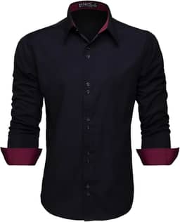 Camisa Social Masculina Manga Longa Slim Fácil Passar (G, Preto C7)