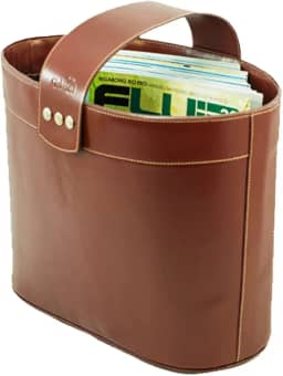 Porta Revista / Revisteiro LUX em Couro (Pinhão)