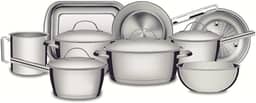 Jogo De Panelas Allegra Aço Inox Com Fundo Triplo 9 Peças Tramontina