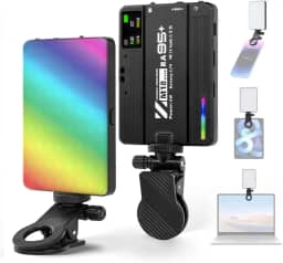 Luz de Vídeo RGB Bolso Preenchimento LED para Fotografia 2500K-9000K Ajustável 22 Efeitos Cena Alta Brilho 95 CRI Conferência Computador Tablet Telefone Câmera DSLR Bateria Integrada com Suporte